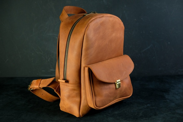 Жіночий шкіряний рюкзак Стамбул, натуральна Вінтажна шкіра колір коричневый, відтінок Коньяк 6930 фото