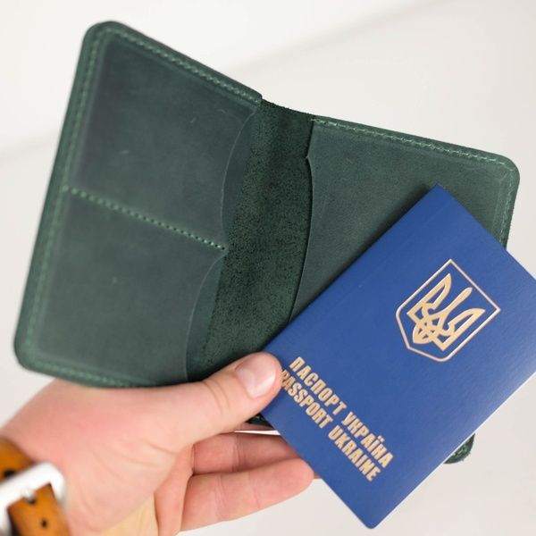 Шкіряна обкладинка для документів Модель №13 Зелений