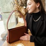 Женская кожаная сумка Багет Ли, натуральная кожа, цвет Коричневый
