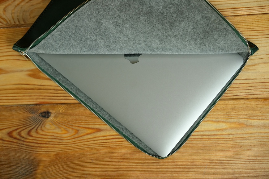 Шкіряний чохол для MacBook Дизайн №41, натуральна шкіра італійський Краст, колір Зелений 8999 фото