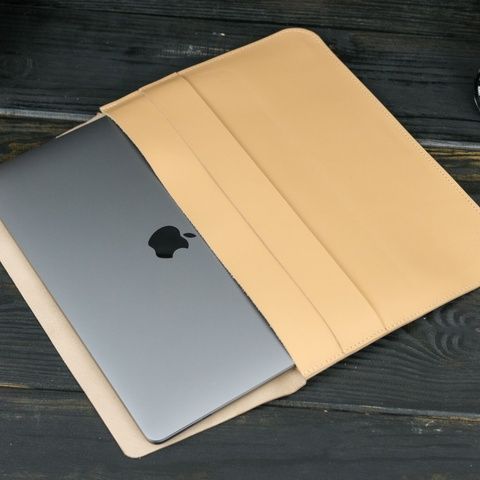 Шкіряний чохол для MacBook №24, натуральна шкіра Бежевий