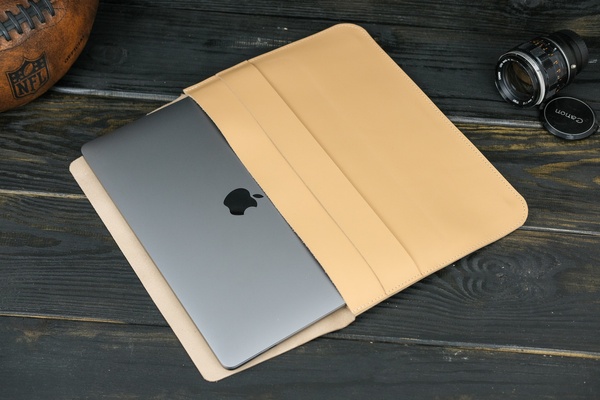 Шкіряний чохол для MacBook Дизайн №24, натуральна шкіра Grand, колір Бежевий 10069/13 фото