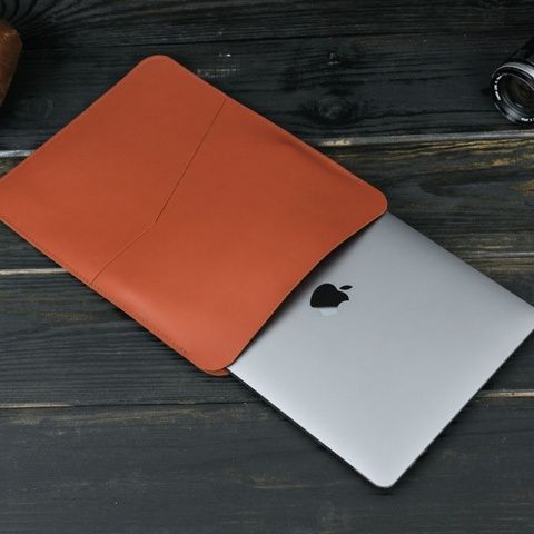 Шкіряний чохол для MacBook №30, натуральна шкіра Коньяк
