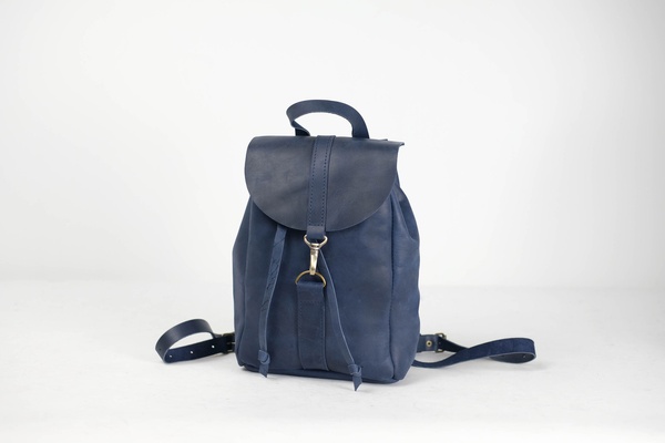 Жіночий шкіряний рюкзак Київ, розмір міні, натуральна Вінтажна шкіра колір Синий 6657 фото