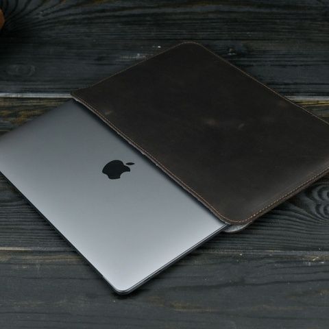 Чохол для MacBook №2 з повстю, натуральна шкіра Шоколад