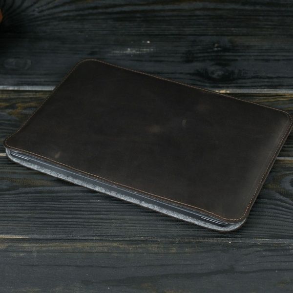 Чехол для MacBook №2 с войлоком, натуральная кожа Шоколад