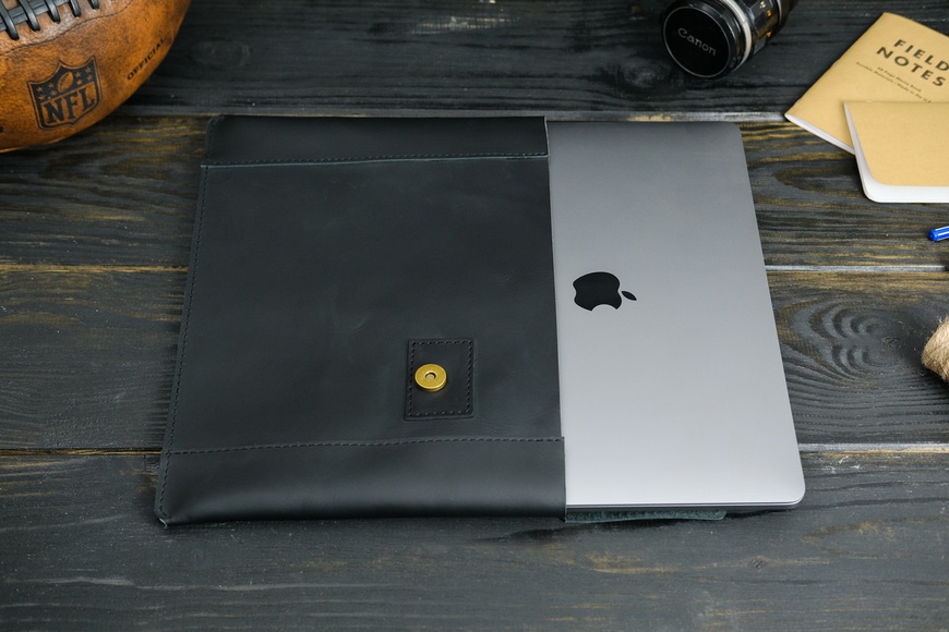 Шкіряний чохол для MacBook, Дизайн №20, натуральна шкіра Grand, колір Чорний 8419/10 фото