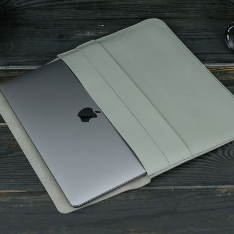 Шкіряний чохол для MacBook №24, натуральна шкіра Сірий