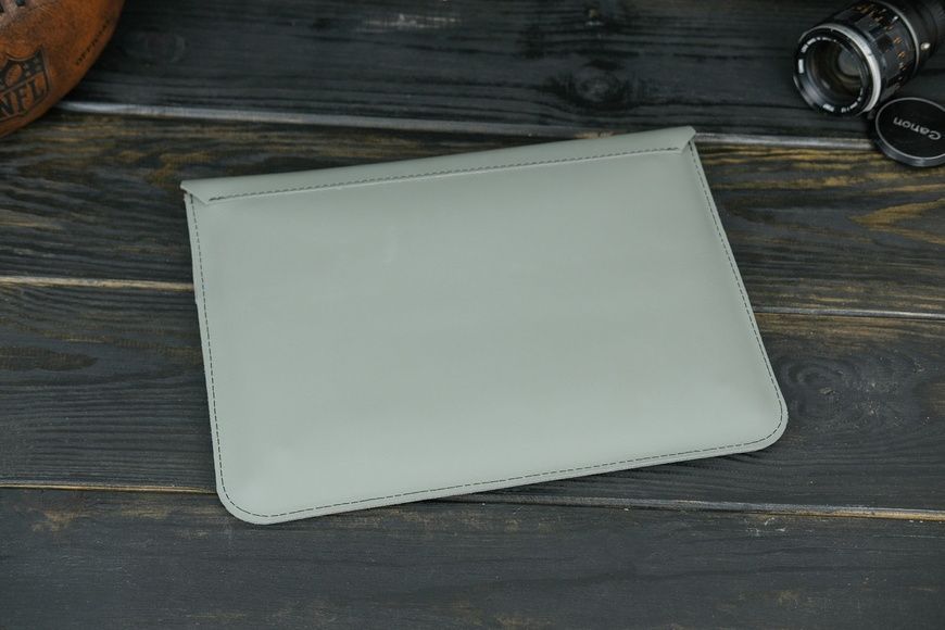 Шкіряний чохол для MacBook Дизайн №24, натуральна шкіра Grand, колір Сірий 10061