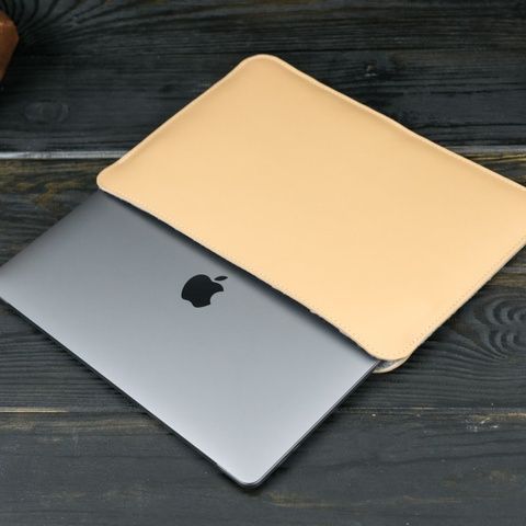 Чохол для MacBook №2 з повстю, натуральна шкіра Бежевий