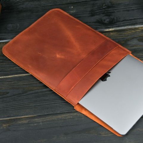 Шкіряний чохол для MacBook №25, натуральна шкіра Коньяк