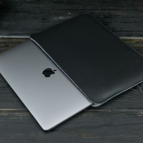 Чохол для MacBook №2 з повстю, натуральна шкіра Чорний