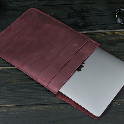 Шкіряний чохол для MacBook №25, натуральна шкіра Бордо