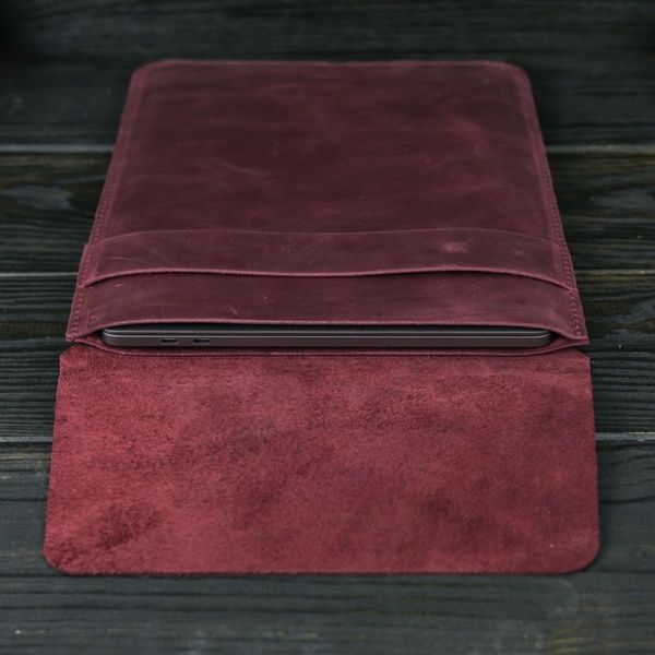 Кожаный чехол для MacBook №25, натуральная кожа Бордо