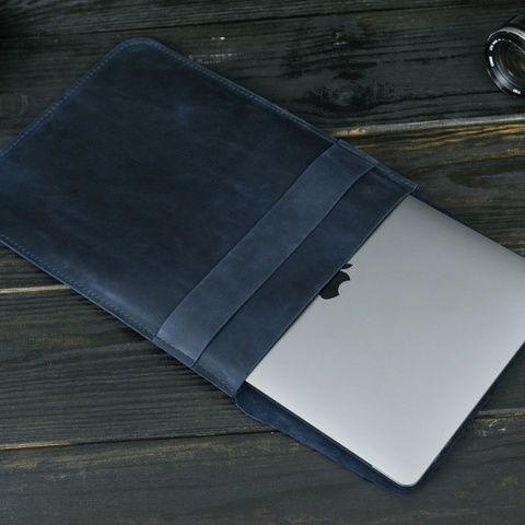 Шкіряний чохол для MacBook №25, натуральна шкіра Синій
