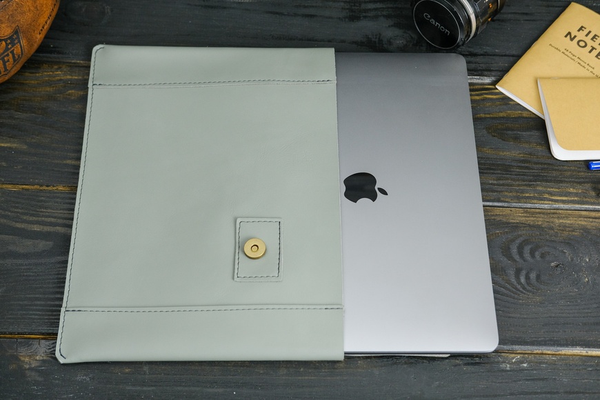 Шкіряний чохол для MacBook, Дизайн №20, натуральна шкіра Grand, колір Сірий 8419/12 фото