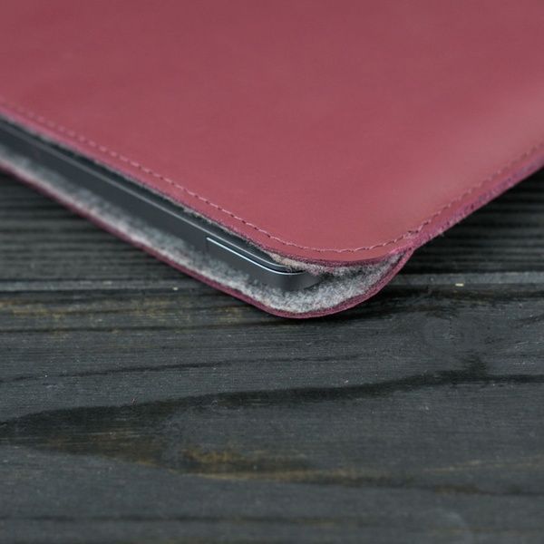 Чохол для MacBook №2 з повстю, натуральна шкіра Бордо