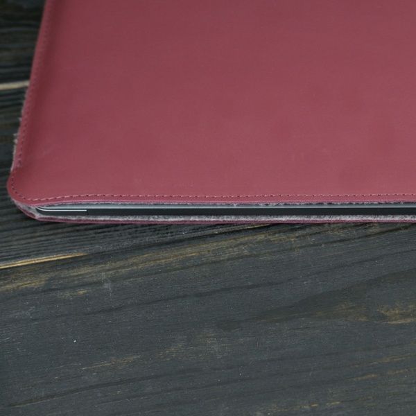 Чохол для MacBook №2 з повстю, натуральна шкіра Бордо