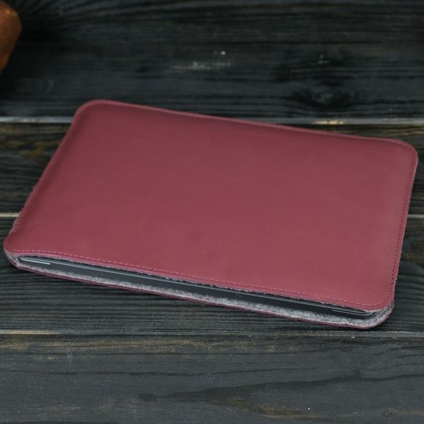 Чохол для MacBook №2 з повстю, натуральна шкіра Бордо