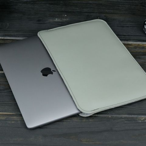 Чохол для MacBook №2 з повстю, натуральна шкіра Сірій
