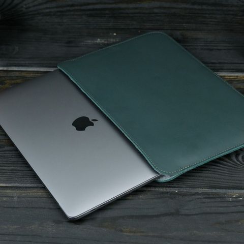 Чохол для MacBook №2 з повстю, натуральна шкіра Зелений