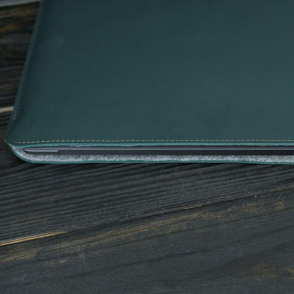 Чохол для MacBook №2 з повстю, натуральна шкіра Зелений