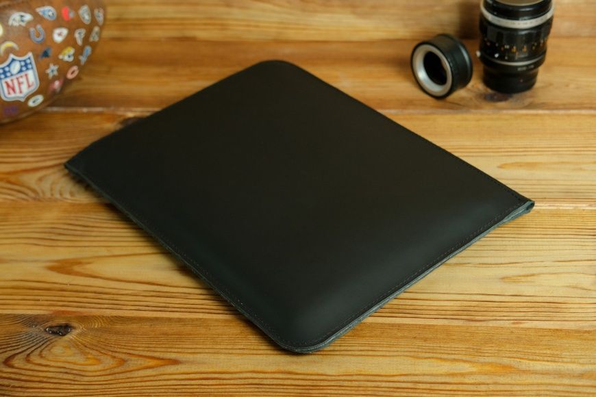Шкіряний чохол для MacBook на блискавці з повстю Дизайн №41, натуральна шкіра Grand, колір Чорний 9007