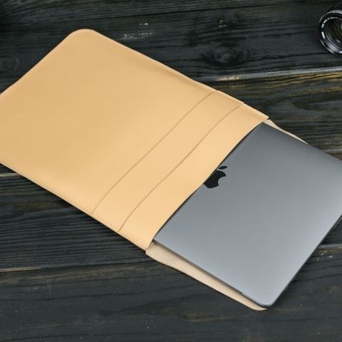 Шкіряний чохол для MacBook №25, натуральна шкіра Бежевий