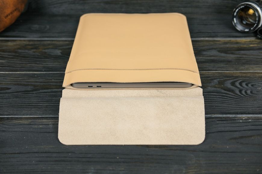 Шкіряний чохол для MacBook Дизайн №25, натуральна шкіра Grand, колір Бежевий 8383