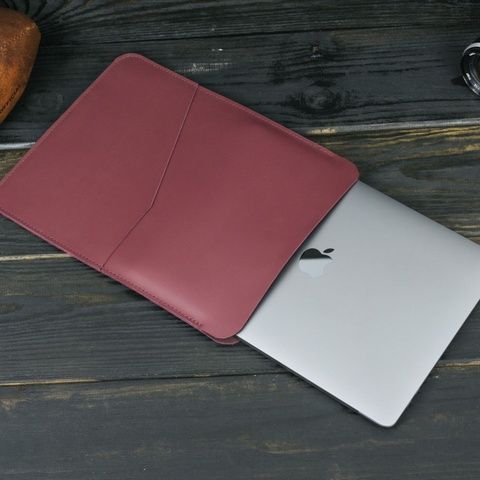Шкіряний чохол для MacBook №30, натуральна шкіра Бордо