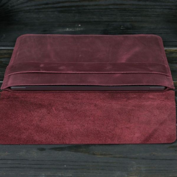 Кожаный чехол для MacBook №24, натуральная кожа Бордо