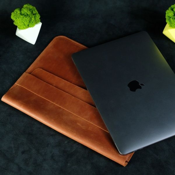 Кожаный чехол для MacBook №24, натуральная кожа Коньяк
