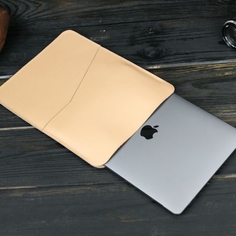 Шкіряний чохол для MacBook №30, натуральна шкіра Бежевий