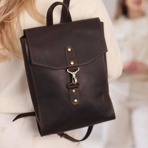 Рига шоколад рюкзак винтажный кожаный, натуральная кожа | BagWow 1026562836
