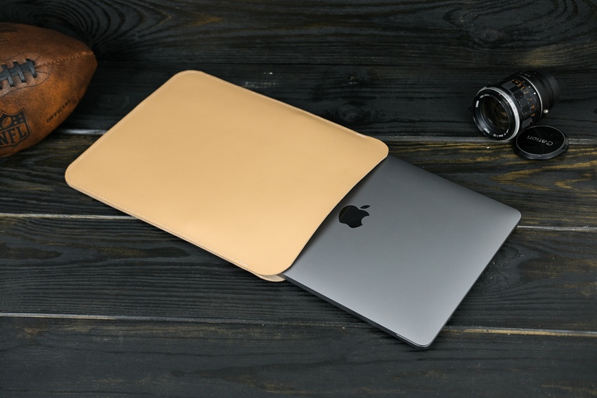 Шкіряний чохол для MacBook Дизайн №1, натуральна шкіра Grand, колір Бежевий 8344/13 фото