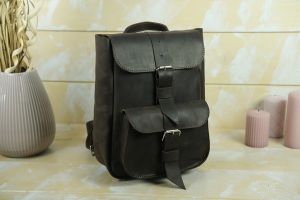 Жіночий шкіряний рюкзак Джун, натуральна Вінтажна шкіра колір коричневый, відтінок Шоколад 6856 фото