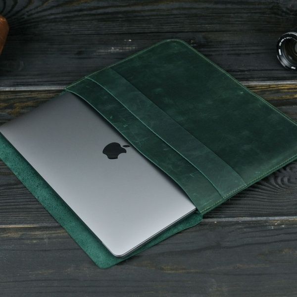 Шкіряний чохол для MacBook №24, натуральна шкіра Зелений