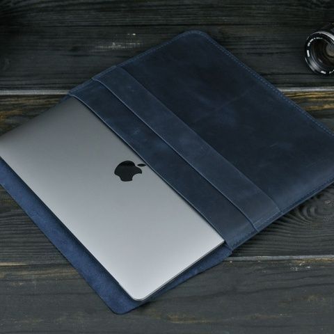 Шкіряний чохол для MacBook №24, натуральна шкіра Синій