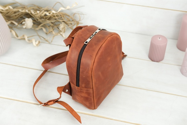 Жіночий шкіряний рюкзак Колібрі, натуральна Вінтажна шкіра колір коричневый, відтінок Коньяк 6755 фото