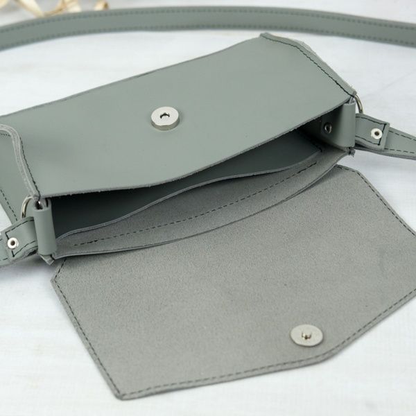 Женская кожаная сумка Ромбик, натуральная кожа Серый 6005 | BagWow