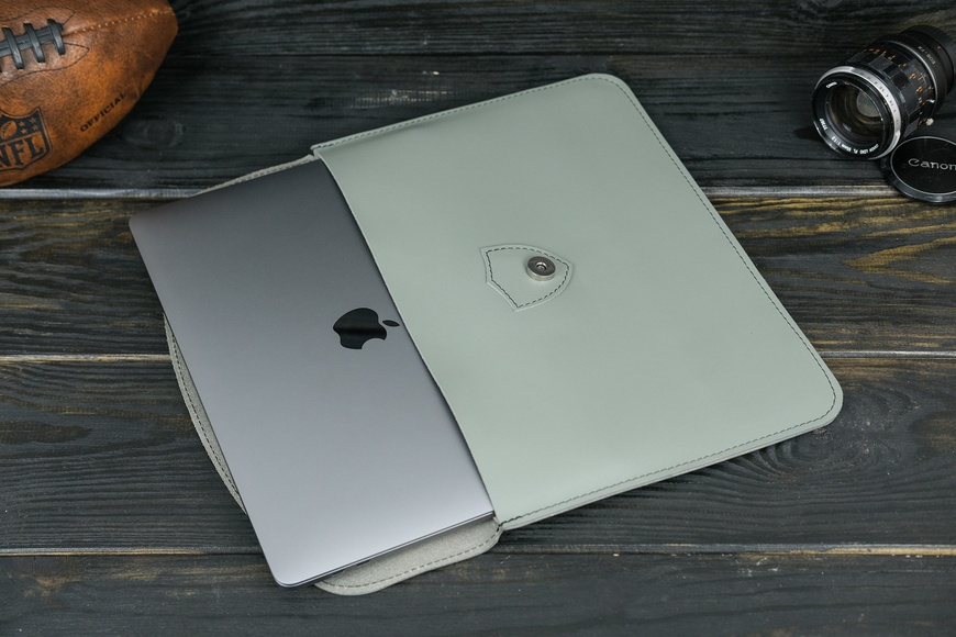 Шкіряний чохол для MacBook Дизайн №35, натуральна шкіра Grand, колір Сірий 10119/12 фото