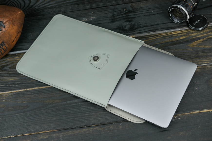 Шкіряний чохол для MacBook Дизайн №36, натуральна шкіра Grand, колір Сірий 10094/12 фото